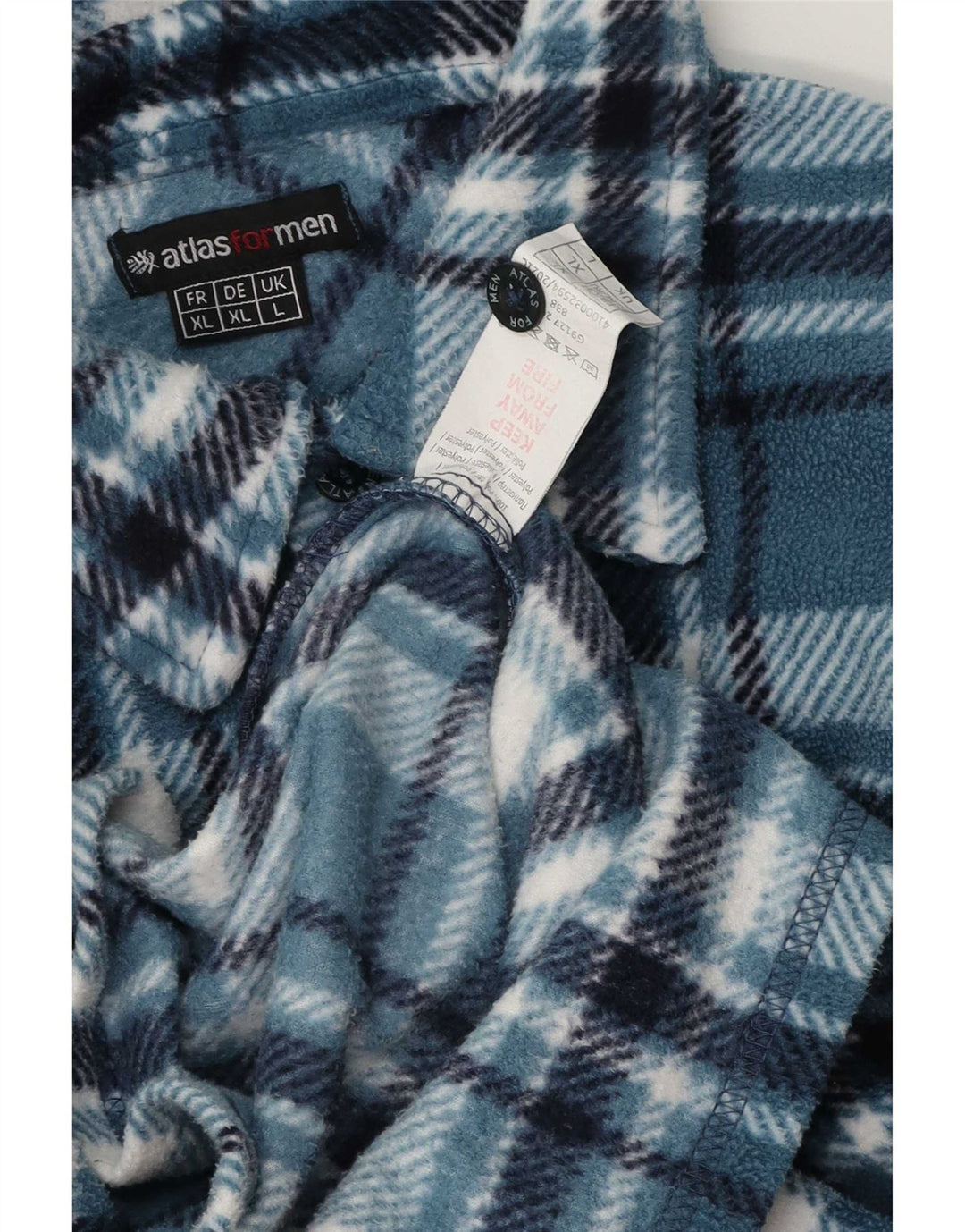 Atlas For Men Mens Fleece Shirt Large Blue Polyester