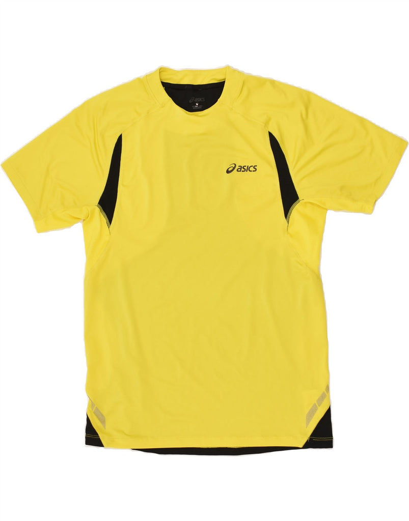 ASICS Mens T-Shirt Top Small Yellow Colourblock Polyester | Vintage Asics | Thrift | Second-Hand Asics | Used Clothing | Messina Hembry 
