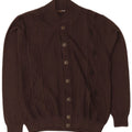 Vintage Mens Regular Fit Cardigan Sweater Medium Brown Merino Wool Classic