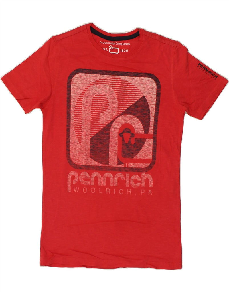 PENN-RICH Mens Graphic T-Shirt Top Small Red Cotton Vintage Penn-rich and Second-Hand Penn-rich from Messina Hembry 