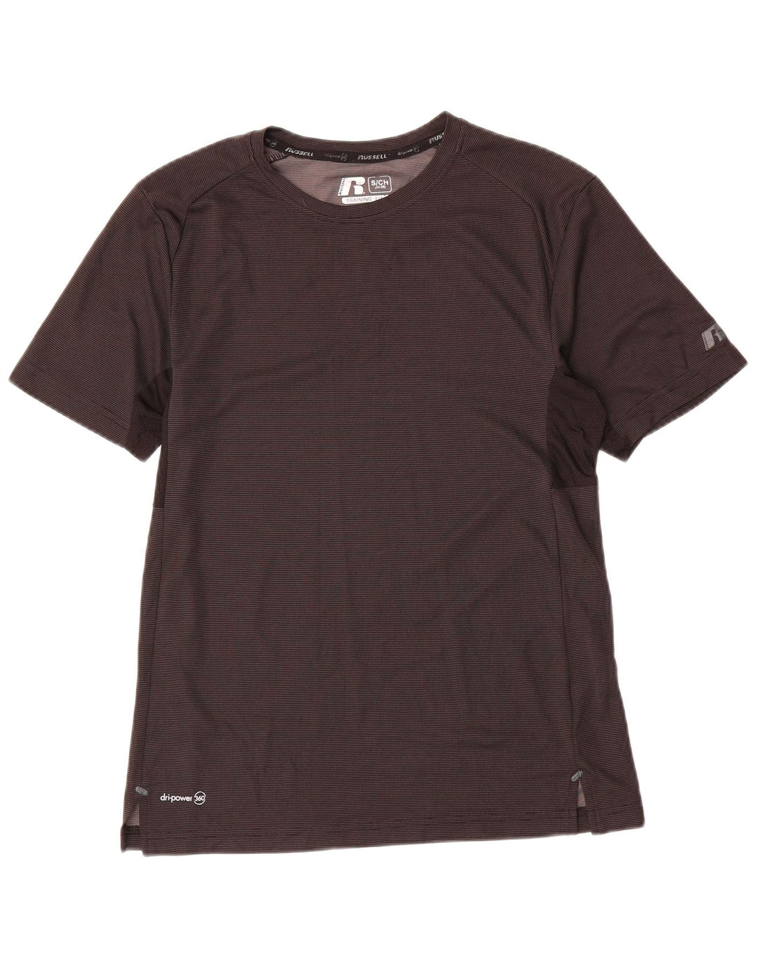 RUSSELL ATHLETIC Mens Dri-Power T-Shirt Top Small Grey Pinstripe