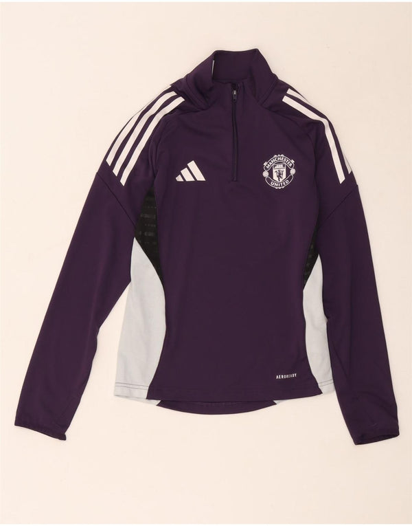 Adidas Girls Manchester United Graphic Top Long Sleeve 11-12 Years Purple