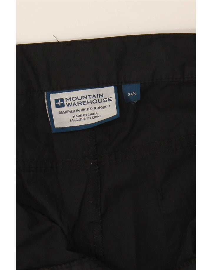 Mountain Warehouse Mens Straight Cargo Trousers W34 L32 Black Polyester