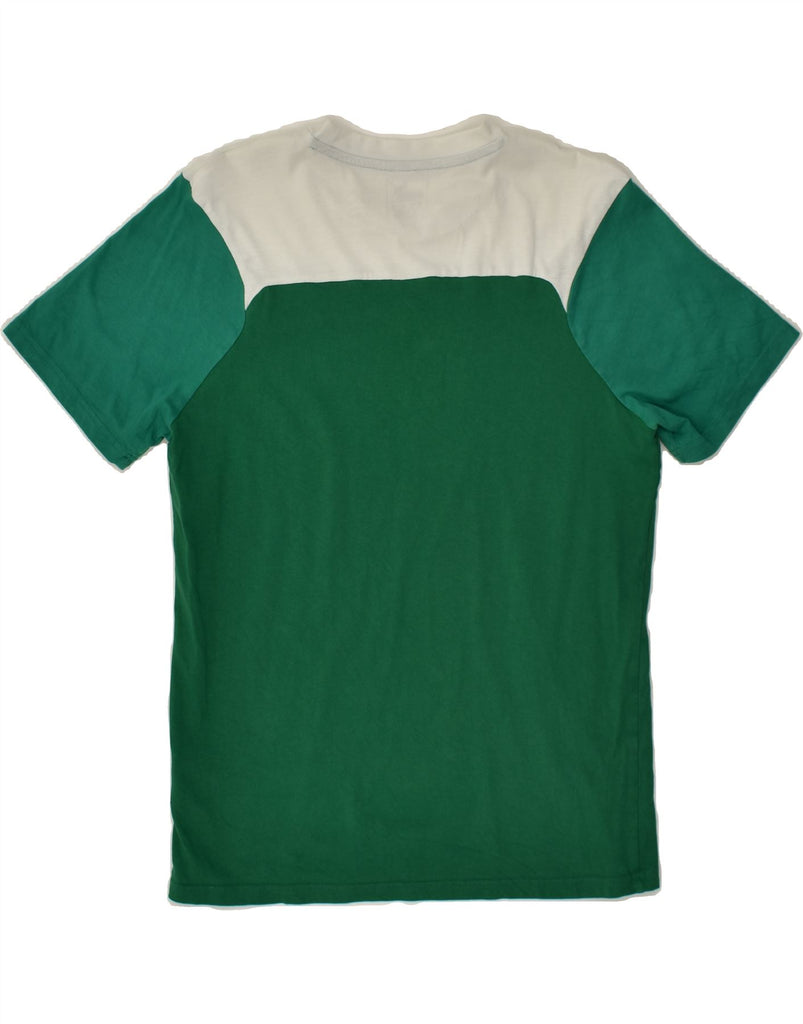 PUMA Mens T-Shirt Top Medium Green Colourblock Polyester | Vintage Puma | Thrift | Second-Hand Puma | Used Clothing | Messina Hembry 