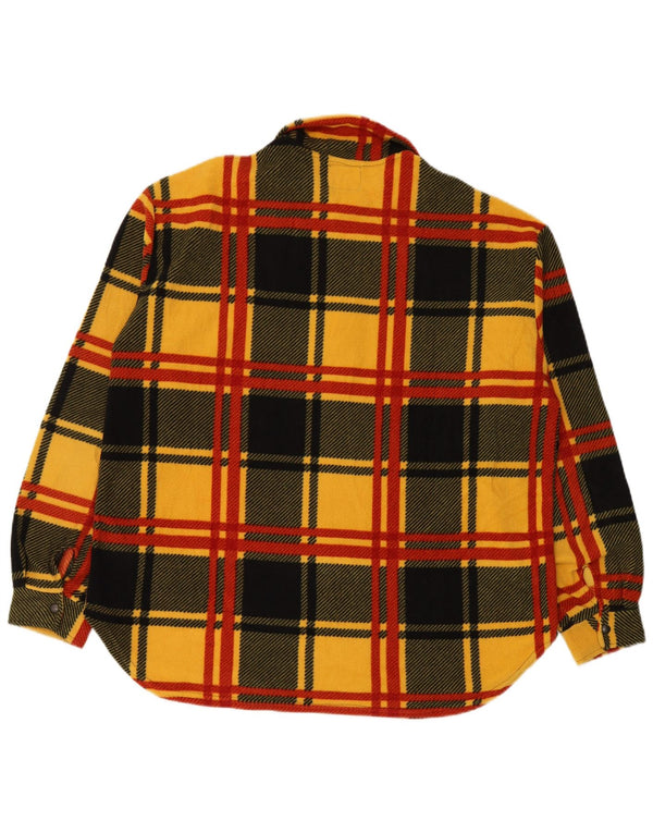 VINTAGE Mens Overshirt Fleece Shirt Large Multicoloured Plaid Polyester