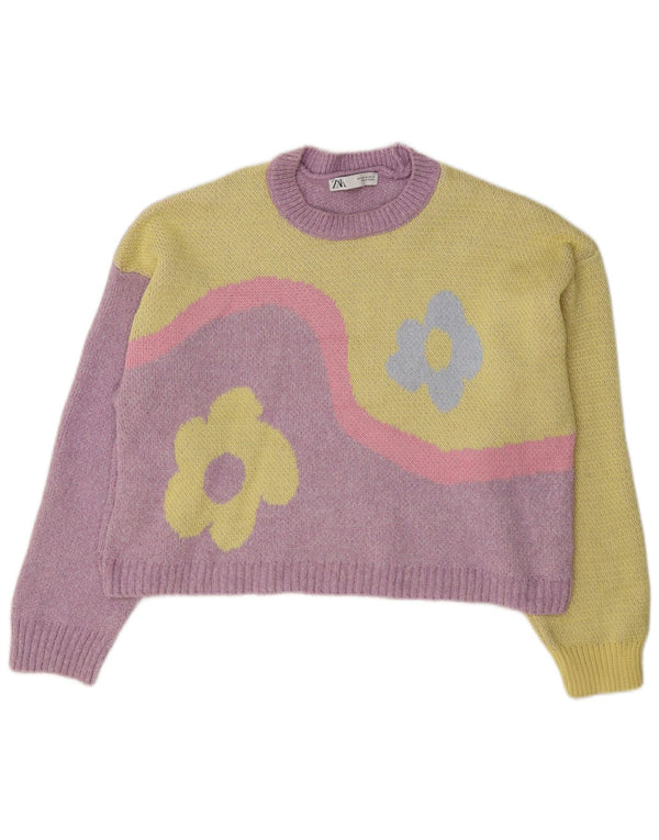 Zara Womens Loose Fit Crew Neck Jumper Sweater UK 14 Medium Purple