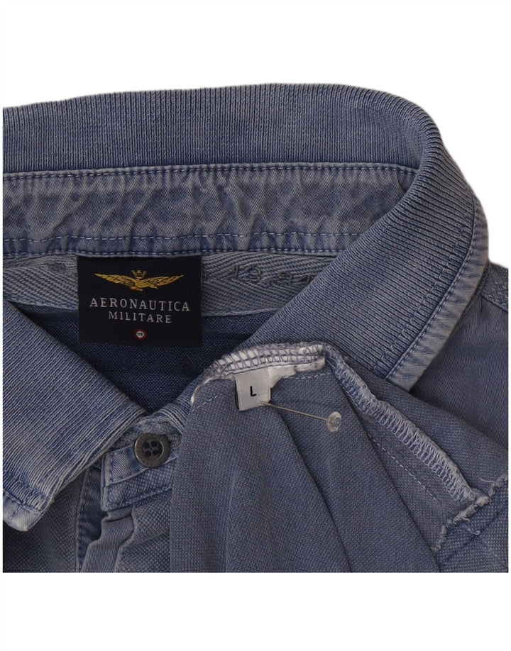 Aeronautica Militare Mens Graphic Polo Shirt Large Blue