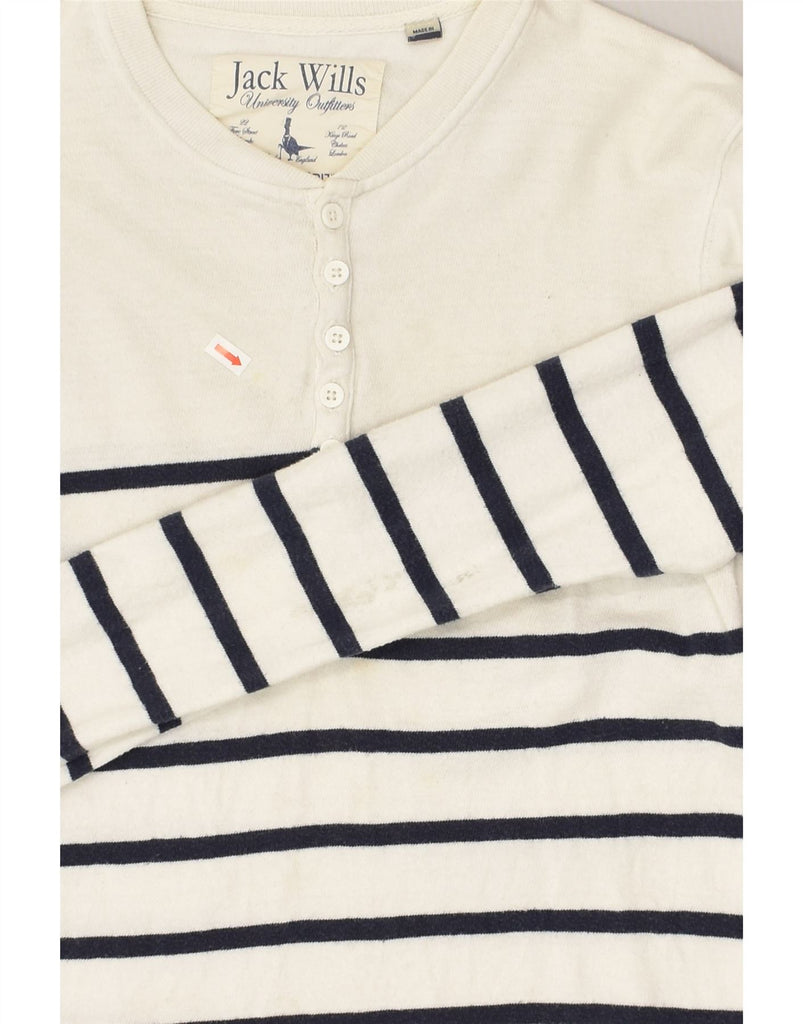 JACK WILLS Womens Top Long Sleeve UK 6 XS White Striped Cotton | Vintage Jack Wills | Thrift | Second-Hand Jack Wills | Used Clothing | Messina Hembry 