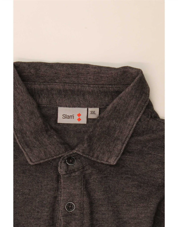 Slam Mens Long Sleeve Polo Shirt 3XL Grey Flecked