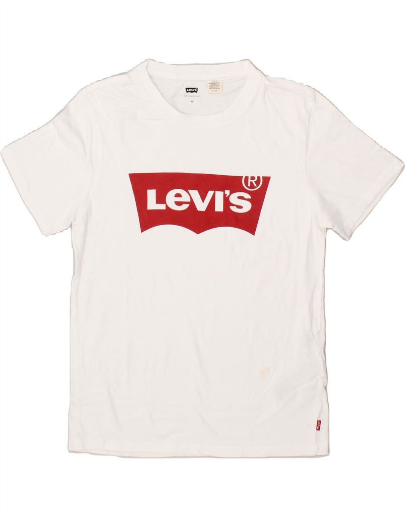 LEVI'S Womens Graphic T-Shirt Top UK 6 XS White Cotton | Vintage Levi's | Thrift | Second-Hand Levi's | Used Clothing | Messina Hembry 