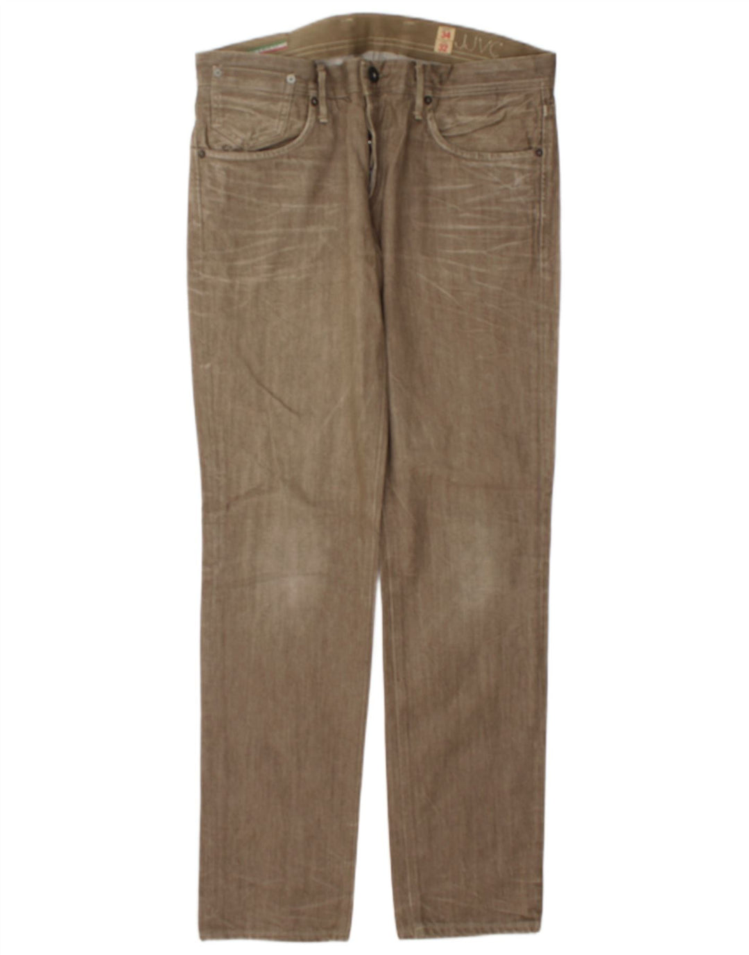 Jack & Jones Mens Straight Jeans W34 L32 Khaki Cotton