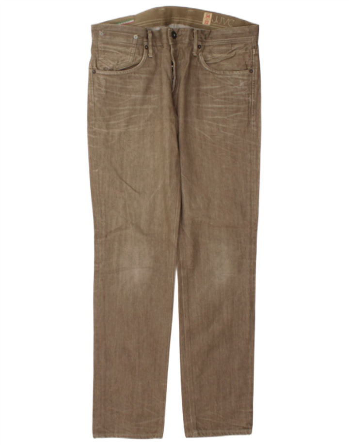 Jack & Jones Mens Straight Jeans W34 L32 Khaki Cotton