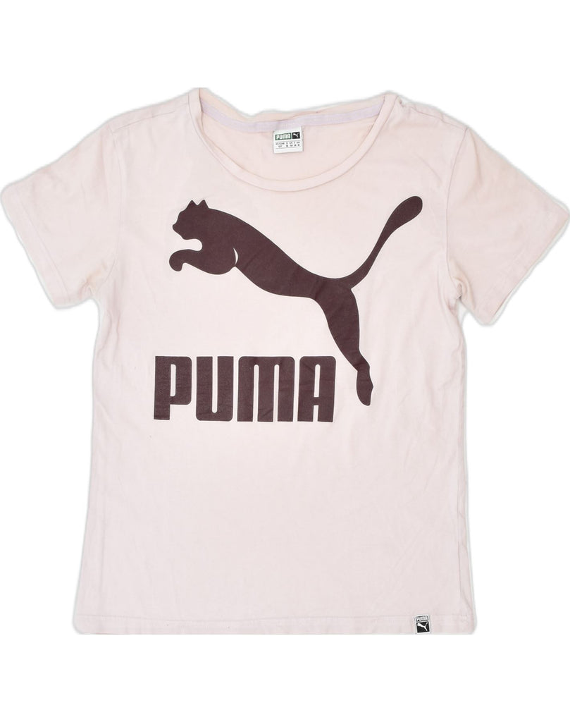 PUMA Womens Graphic T-Shirt Top UK 10 Small Pink Cotton | Vintage | Thrift | Second-Hand | Used Clothing | Messina Hembry 