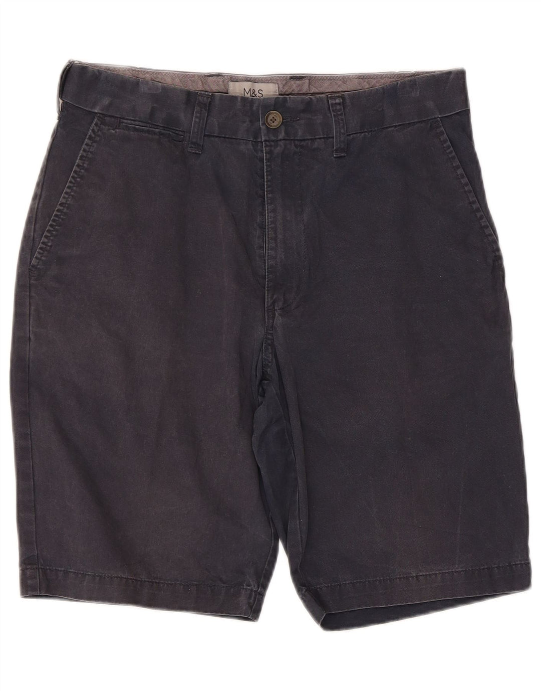 Marks & Spencer Mens Chino Shorts W30 Medium Navy Blue Cotton
