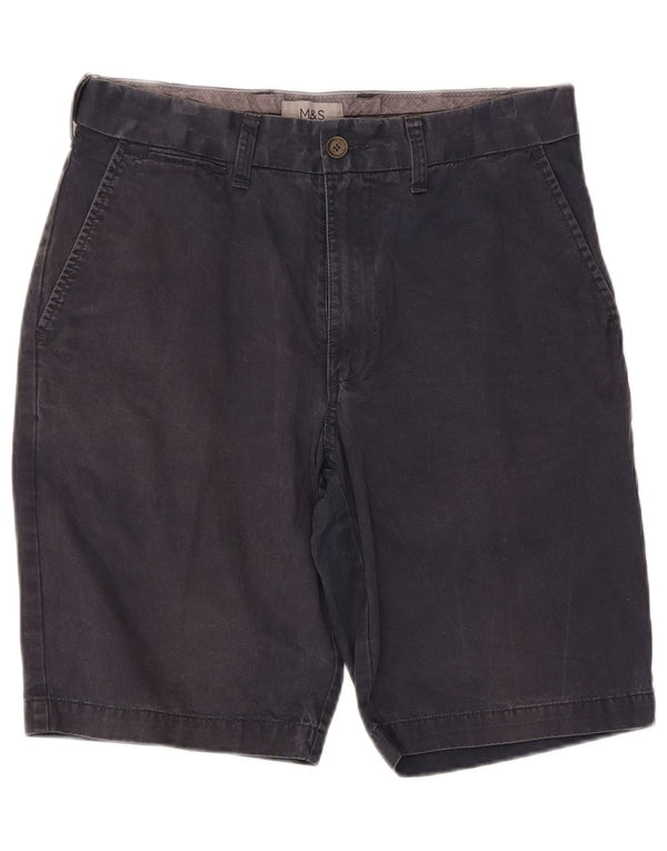 Marks & Spencer Mens Chino Shorts W30 Medium Navy Blue Cotton
