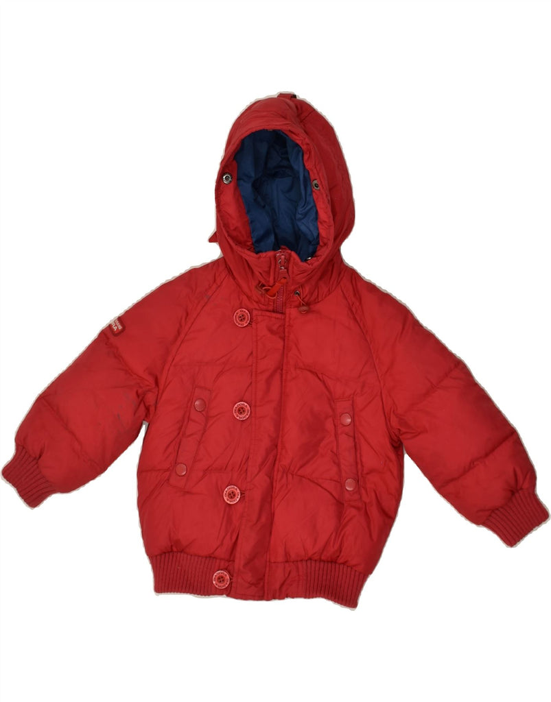 DIADORA Boys Hooded Padded Jacket 2-3 Years Red Polyester | Vintage Diadora | Thrift | Second-Hand Diadora | Used Clothing | Messina Hembry 