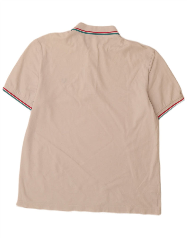 Fred Perry Mens Polo Shirt XL White Striped Cotton