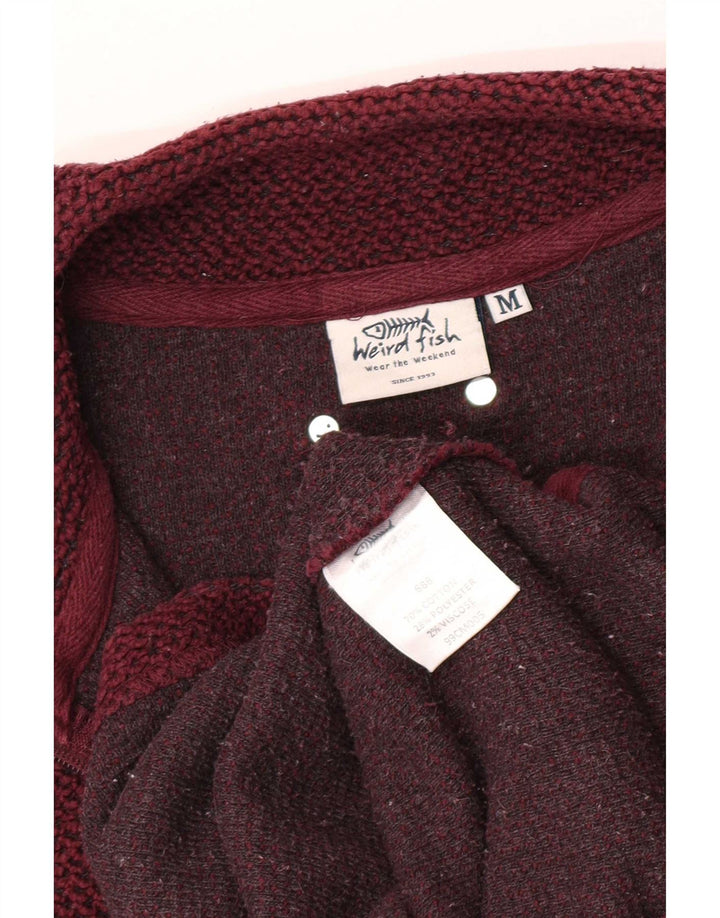 Weird Fish Mens Zip Neck Sweatshirt Jumper Medium Burgundy Cotton