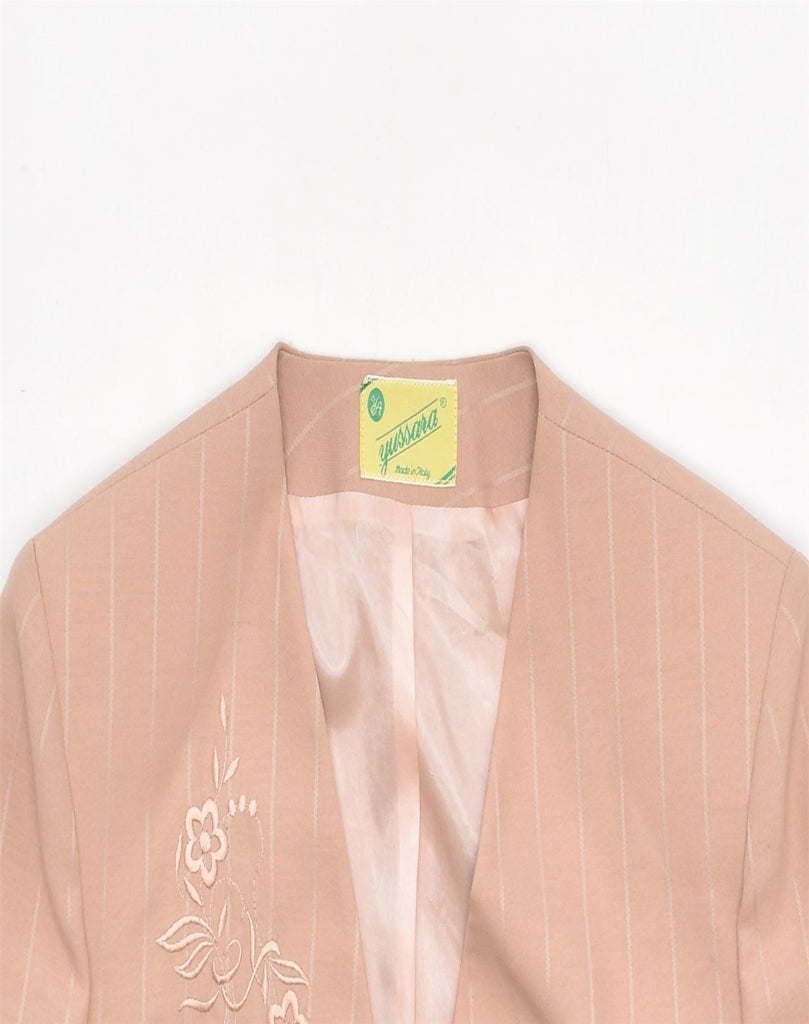 VINTAGE Womens 4 Button Blazer Jacket IT 48 XL Pink Pinstripe Polyester | Vintage | Thrift | Second-Hand | Used Clothing | Messina Hembry 