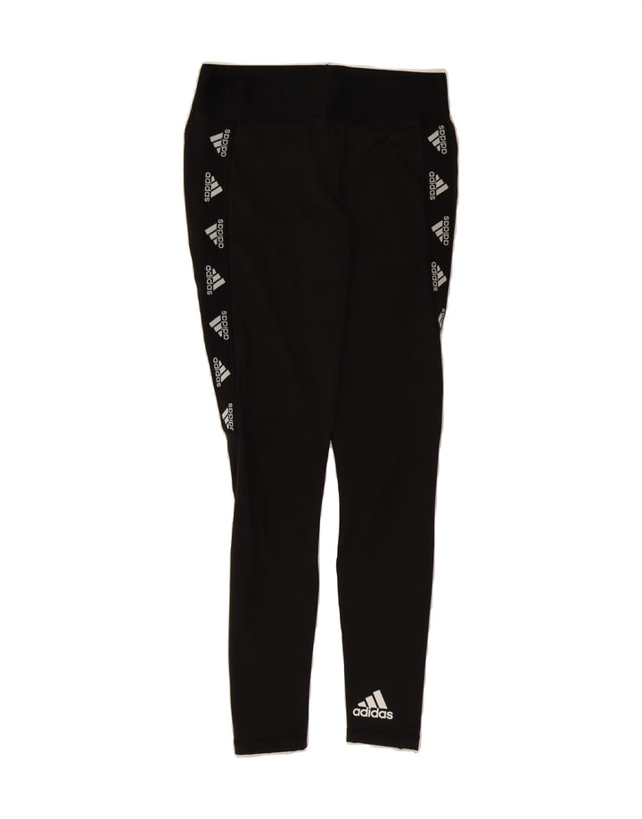 ADIDAS Womens Graphic Leggings UK 12/14 Medium  Black Vintage Adidas and Second-Hand Adidas from Messina Hembry 