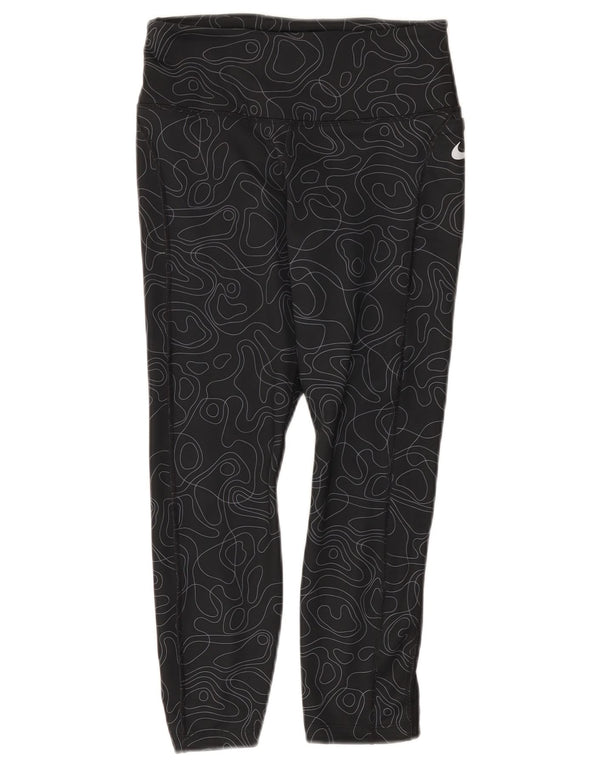 Nike Womens Dri Fit Capri Leggings UK 8 Small  Black Geometric