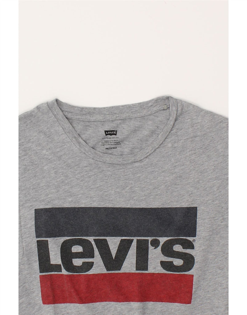 LEVI'S Womens Graphic T-Shirt Top UK 6 XS Grey Cotton | Vintage Levi's | Thrift | Second-Hand Levi's | Used Clothing | Messina Hembry 