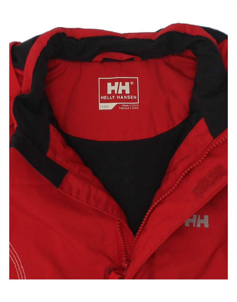 HELLY HANSEN Boys Hooded Windbreaker Jacket 4-5 Years Red Colourblock | Vintage Helly Hansen | Thrift | Second-Hand Helly Hansen | Used Clothing | Messina Hembry 