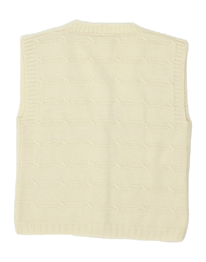 VINTAGE Womens Sleeveless Cardigan Sweater UK 14 Medium Off White Vintage Vintage and Second-Hand Vintage from Messina Hembry 