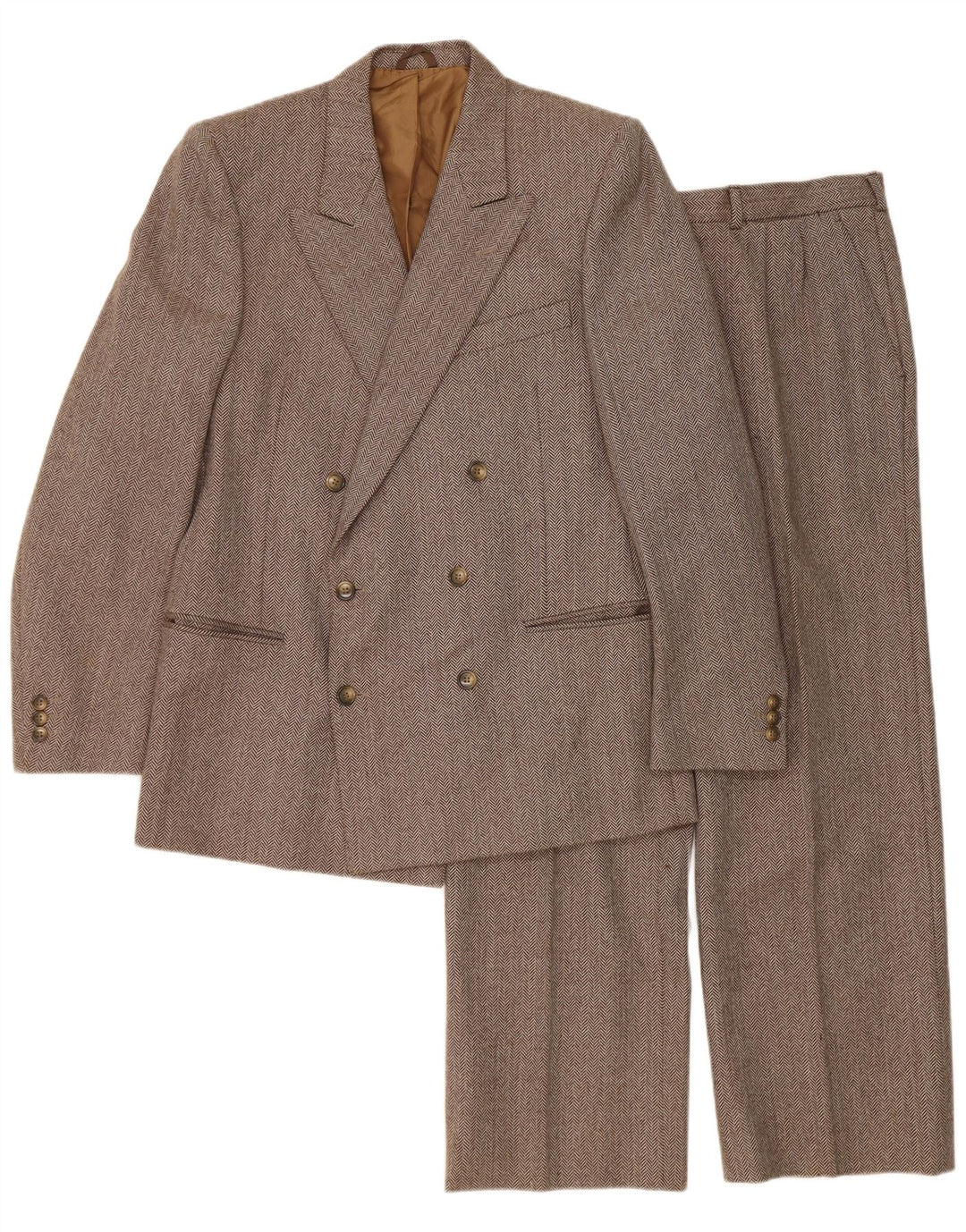 Cantarelli Mens 2 Piece Set IT 50 Large W31 L27 Brown Herringbone
