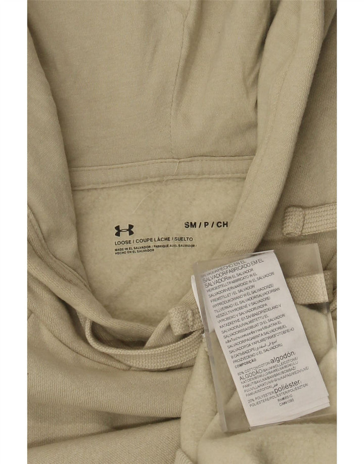 Under Armour Mens Hoodie Jumper Small Beige Cotton