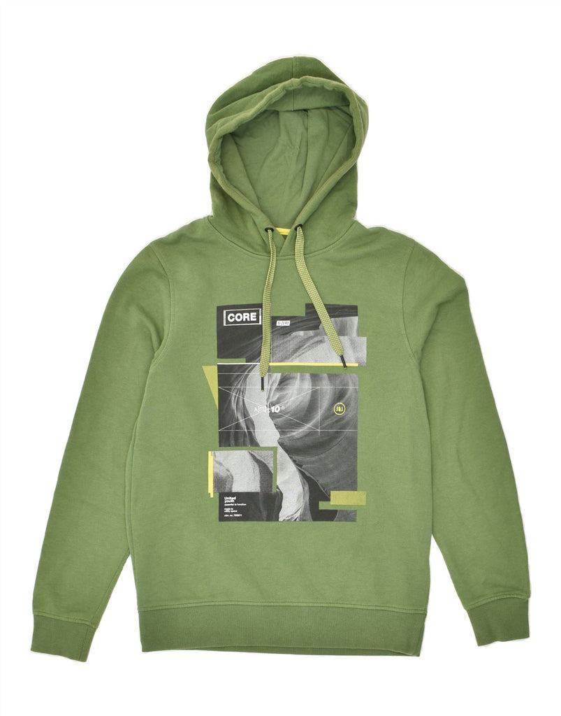 JACK & JONES Mens Graphic Hoodie Jumper Medium Green Cotton | Vintage Jack & Jones | Thrift | Second-Hand Jack & Jones | Used Clothing | Messina Hembry 