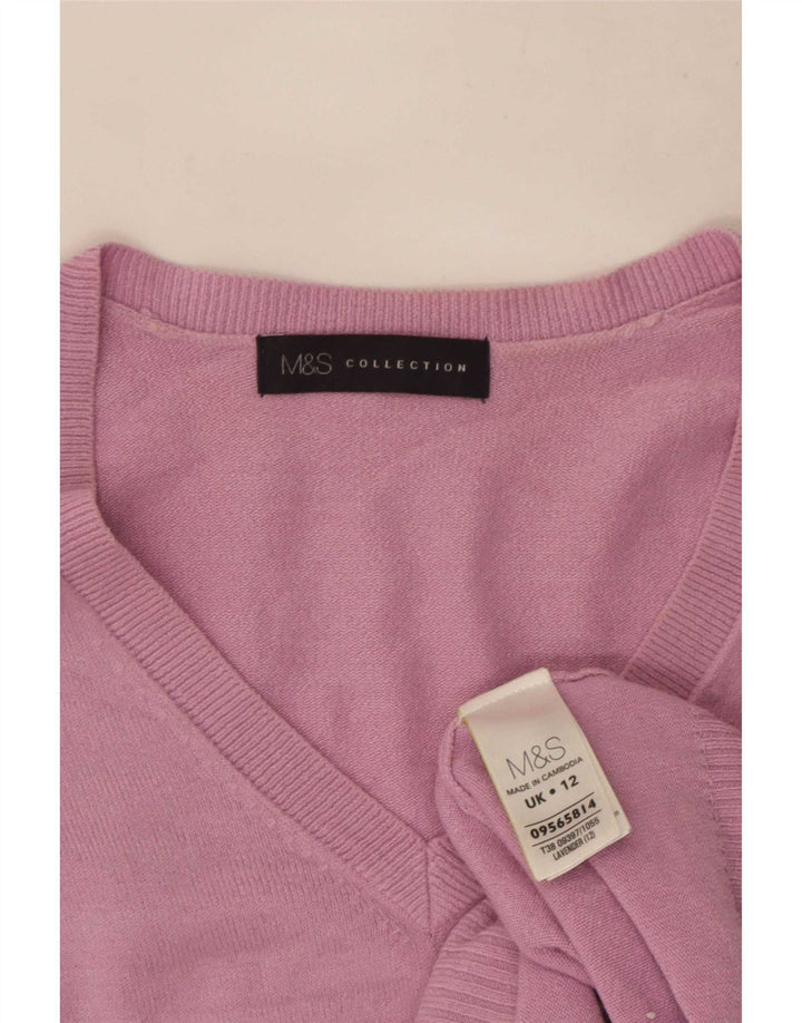 Marks & Spencer Womens V-Neck Jumper Sweater UK 12 Medium Purple Acrylic