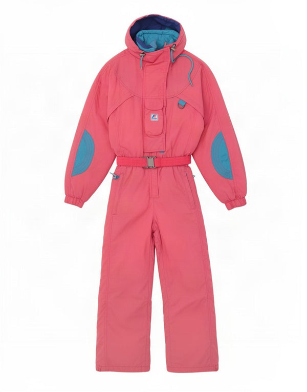 K-Way Girls Hooded Ski Jumpsuit 15-16 Years W26 L27 Pink Colourblock