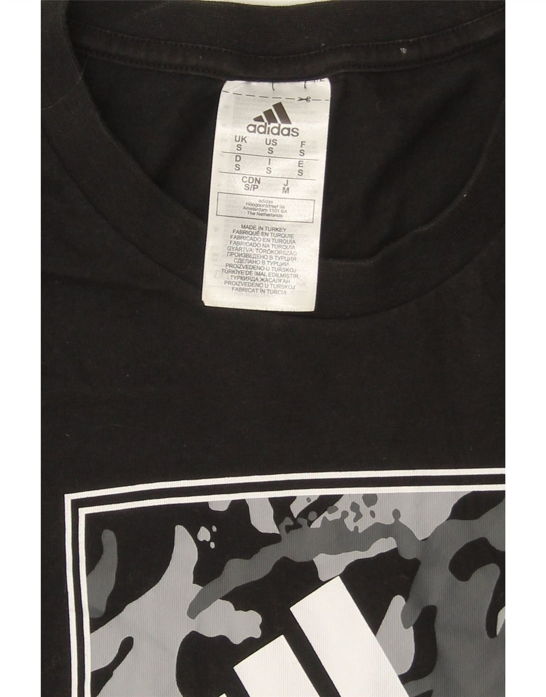 ADIDAS Mens Graphic T-Shirt Top Small Black Cotton Vintage Adidas and Second-Hand Adidas from Messina Hembry 