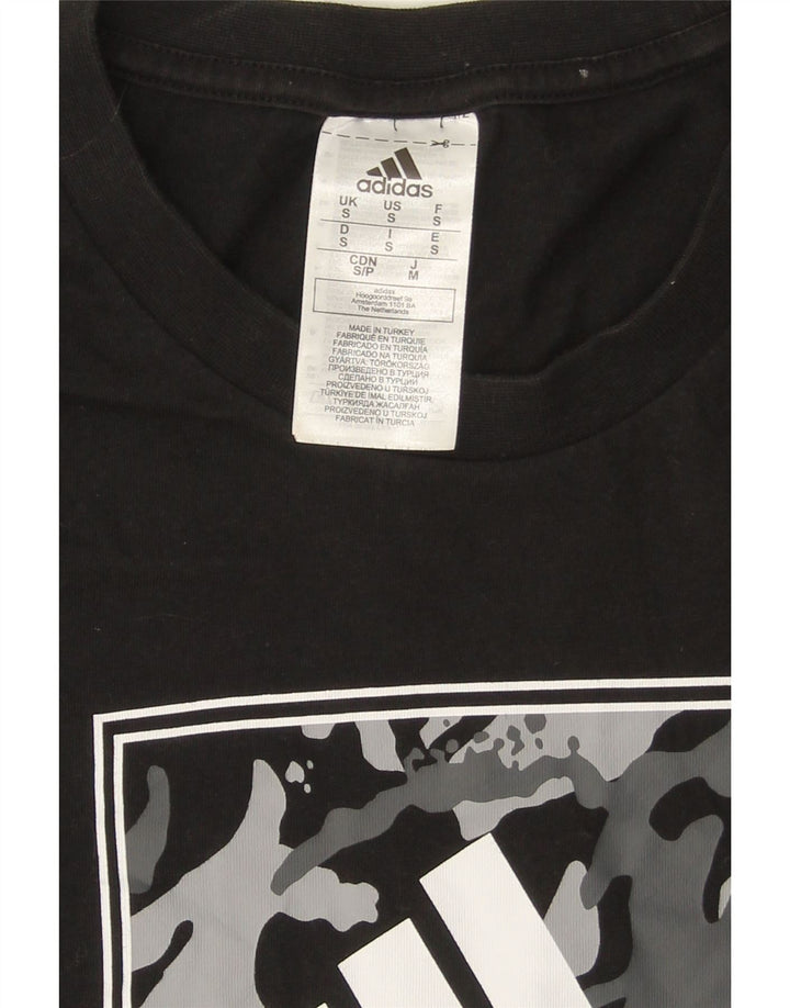 ADIDAS Mens Graphic T-Shirt Top Small Black Cotton Vintage Adidas and Second-Hand Adidas from Messina Hembry 