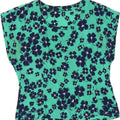 VINTAGE Womens Crop Blouse Top UK 12 Medium Turquoise Floral Vintage Vintage and Second-Hand Vintage from Messina Hembry 