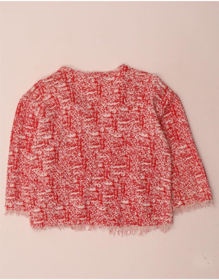 Zara Womens 3/4 Sleeve Open Cardigan Sweater UK 14 Medium Red Flecked