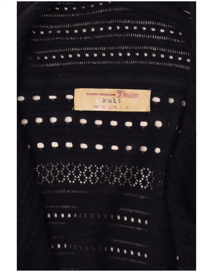 Tom Tailor Womens Asymmetric Open Cardigan Sweater UK 10 Small Navy Blue