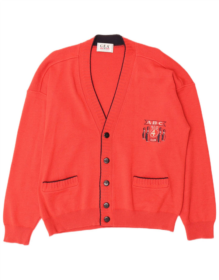 Vintage Mens Cardigan Sweater IT 50 Medium Red Wool