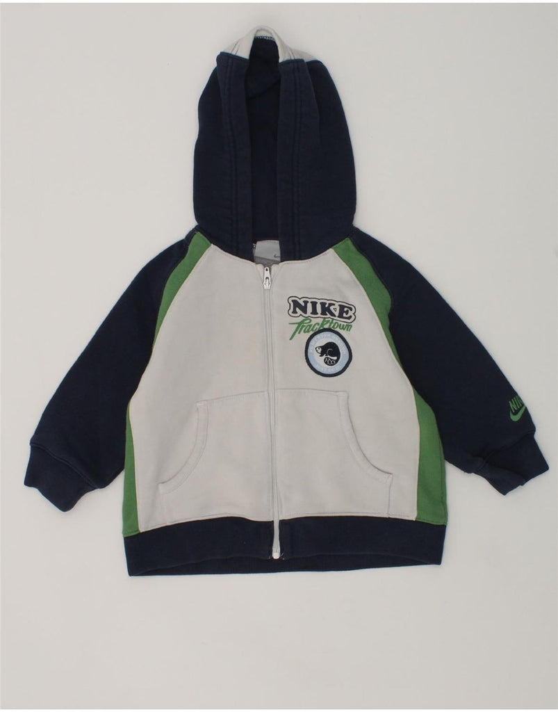 NIKE Baby Boys Zip Hoodie Sweater 9-12 Months Off White Colourblock Cotton | Vintage Nike | Thrift | Second-Hand Nike | Used Clothing | Messina Hembry 