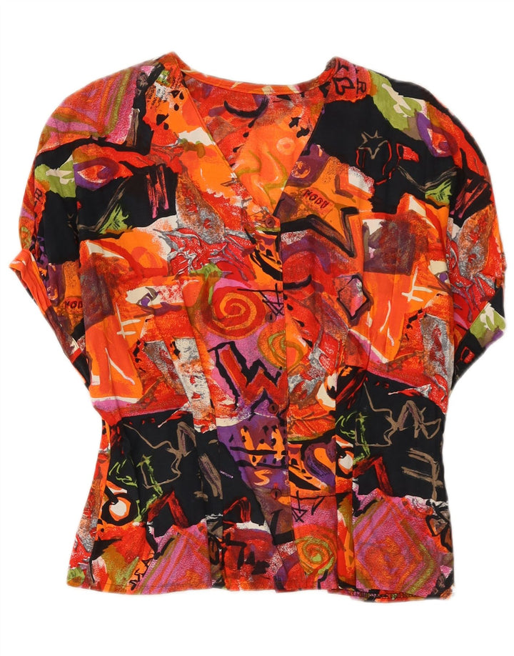 Vintage Womens Abstract Pattern Shirt Blouse UK 10 Small Multicoloured