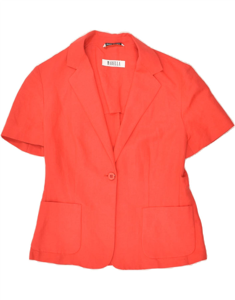 MARELLA Womens Short Sleeve 1 Button Blazer Jacket UK 10 Small Red | Vintage Marella | Thrift | Second-Hand Marella | Used Clothing | Messina Hembry 