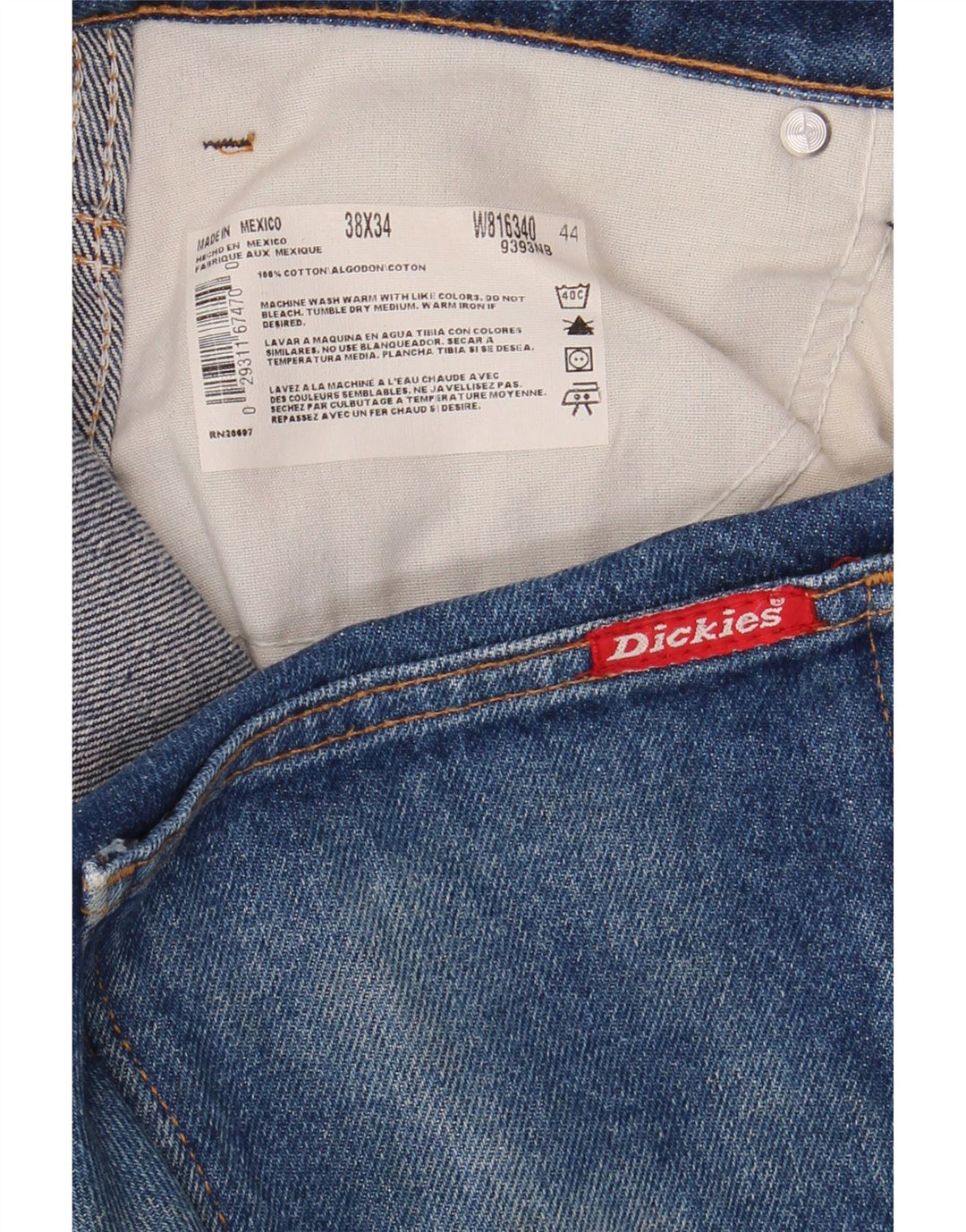 DICKIES Mens Straight Jeans W38 L34 Blue Cotton Vintage Dickies and Second-Hand Dickies from Messina Hembry 