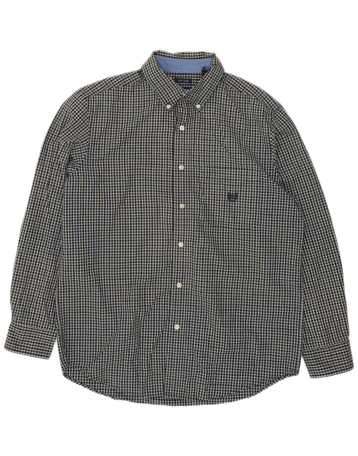 Chaps Mens Classic Fit Shirt Medium Green Gingham Cotton