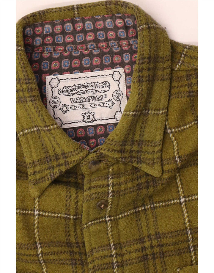 Wampum Mens Oversized Shirt XL Green Plaid