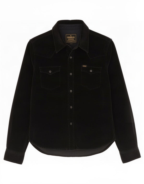 Lee Womens Velvet Shirt UK 14 Medium Black Cotton