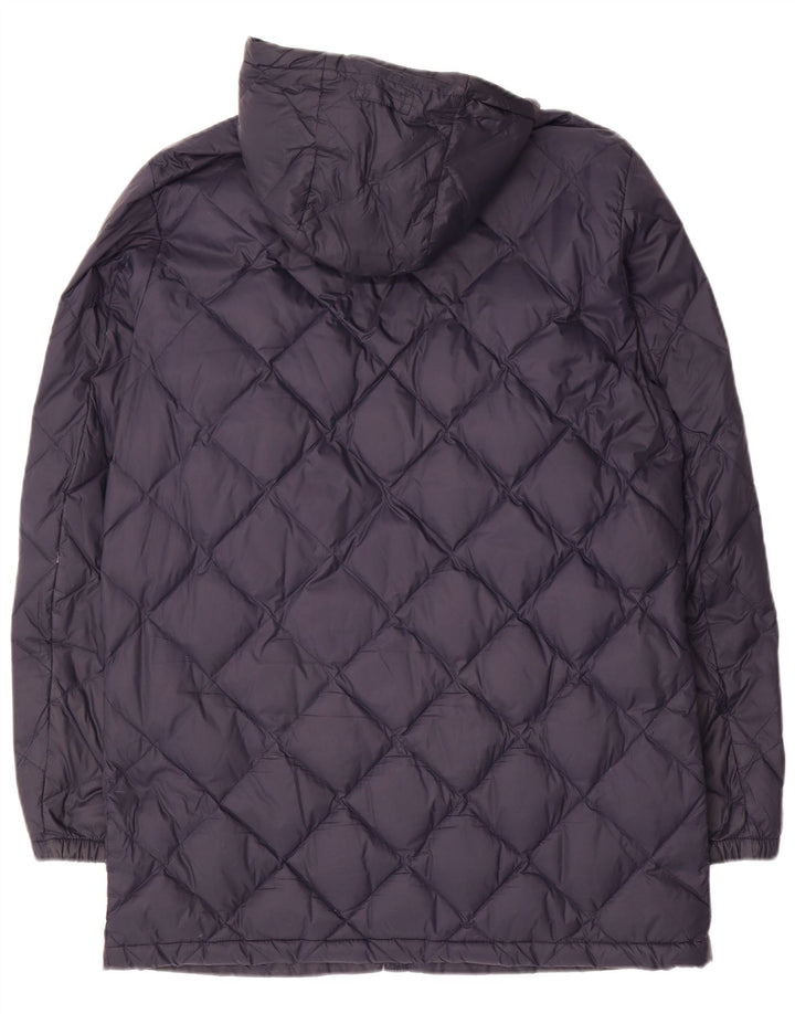 MASSIMO DUTTI Womens Hooded Padded Coat UK 16 Large Navy Blue Polyamide