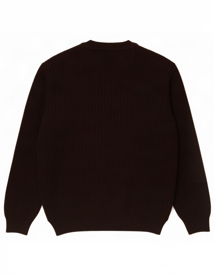 Malagrida Mens Suede Cardigan Sweater Large Brown Leather