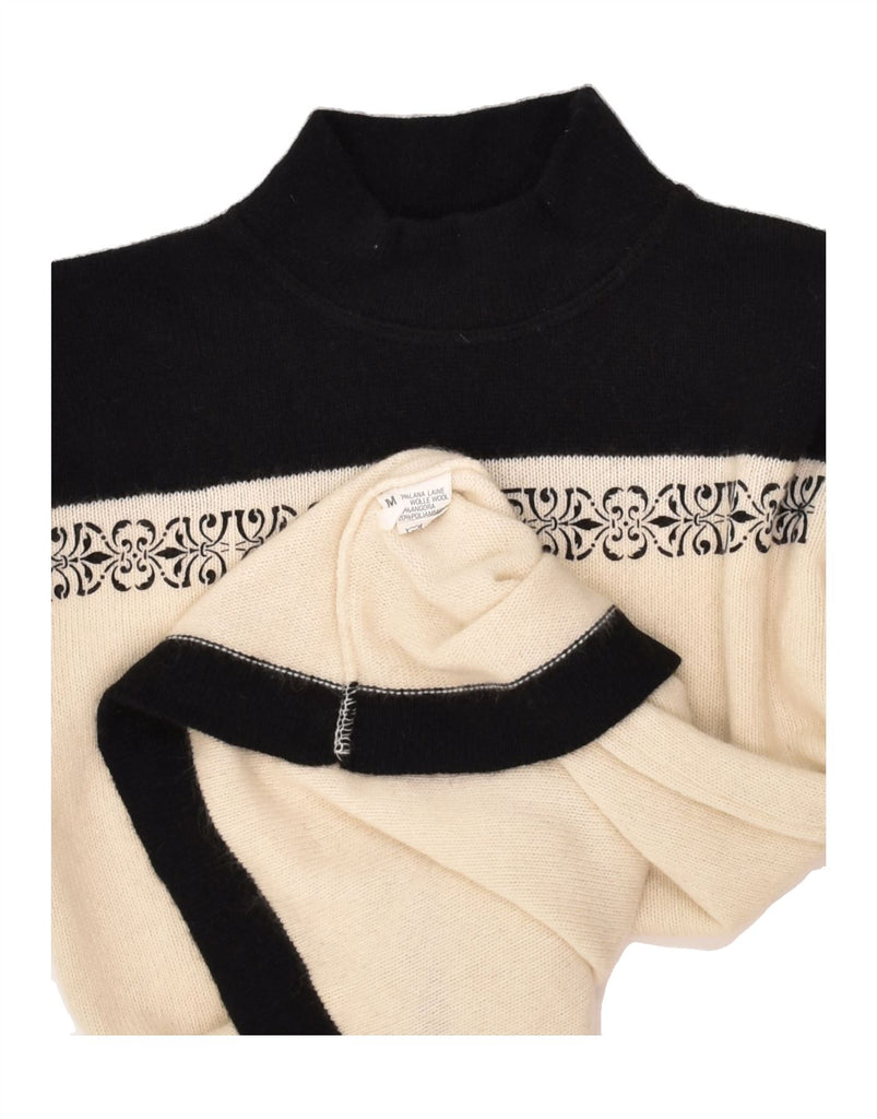 VINTAGE Womens Turtle Neck Jumper Sweater UK 14 Medium Beige Colourblock | Vintage Vintage | Thrift | Second-Hand Vintage | Used Clothing | Messina Hembry 