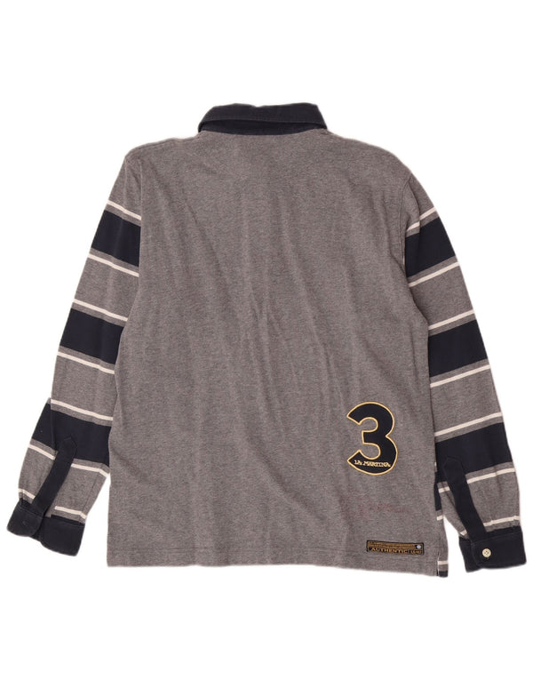 La Martina Boys Graphic Rugby Polo Shirt 13-14 Years Grey Striped